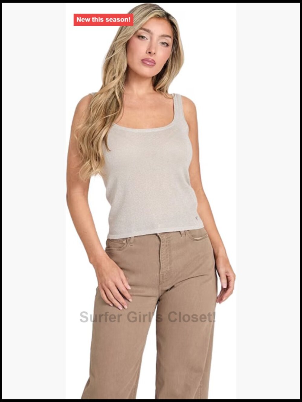 Eco Nellie Tank Top Sweater Metallic Knit Silver Lurex